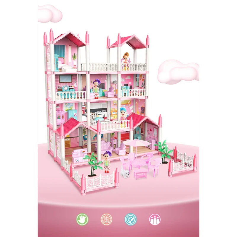 Princess Castle3d Dollhousekids Educational Villa Assembling Toy Set Playing Girl Doll House Toy Gifts DIY