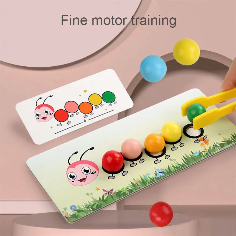 Wooden Clip Beads Games Montessori Toys Color Matching Parish Learning Set Fine Movement Training Educational Toys For Children