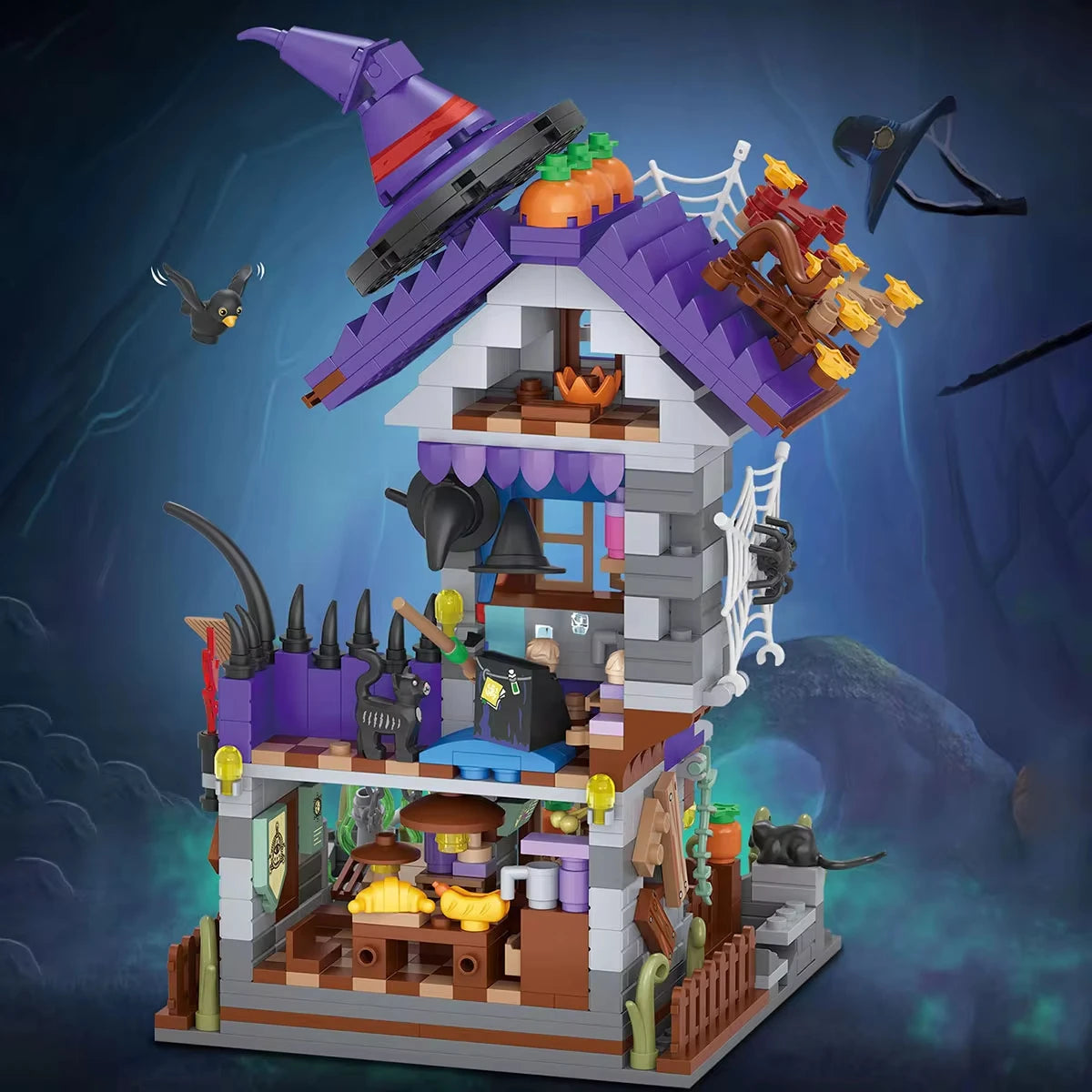 Halloween Creative Building Blocks Set Halloween Hut Haunted House Pumpkin House Decoration Bricks Kit Toys Birthday Party Gifts