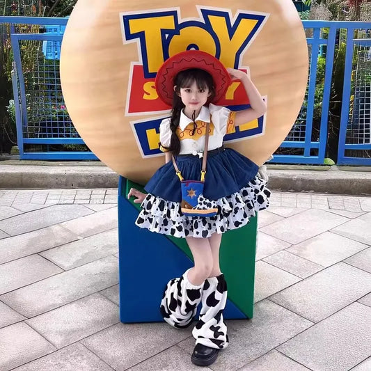 New Disney Girl Cuisi Skirt Children'S Lolita Princess Skirt Toy Story Woody Cowboy Cosplay  Costume Birthday Halloween Gift