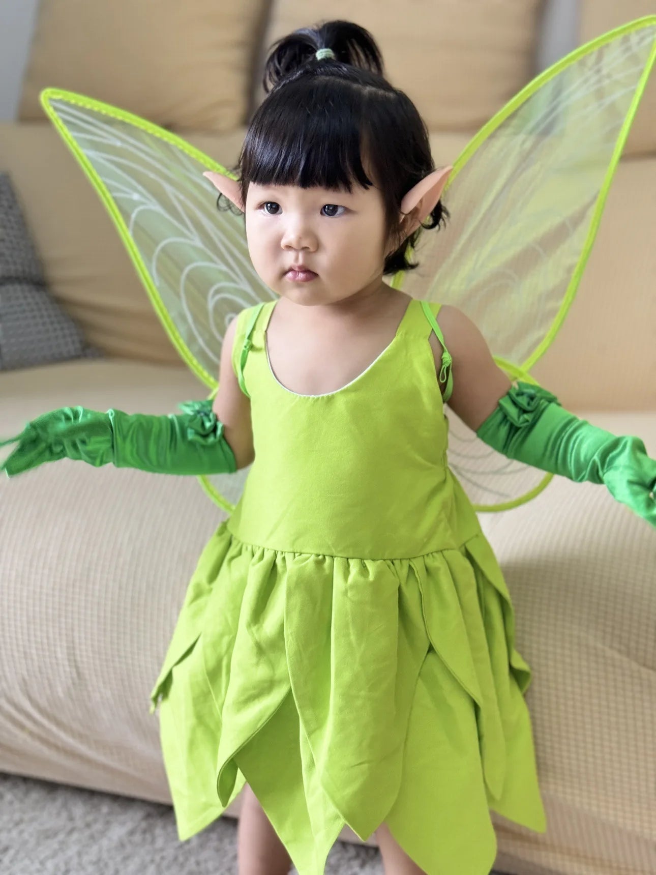 Baby Girl Tinker Bell Green Fairy Dress Kids Kindergarten Stage Performance Outfits Children Luxury Elf Cosplay Costume Gift