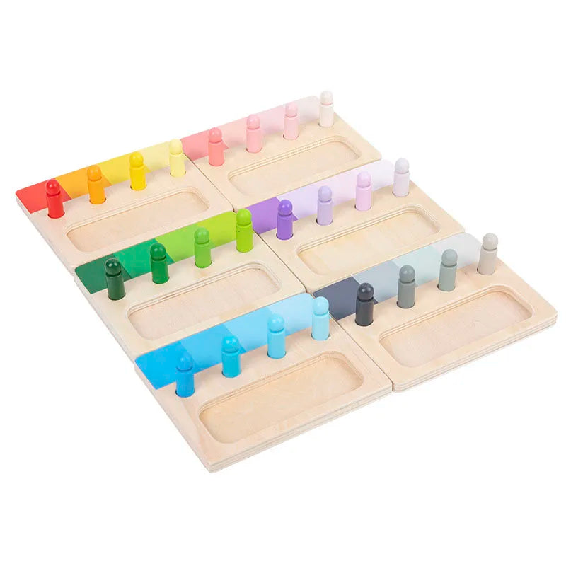 Wooden Montessori Toy Color Sense System Training Wood Insert Board 24 Color Children's Color Cognitive Matching Educational Toy