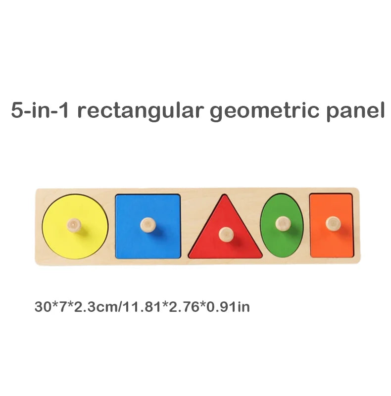 Montessori baby puzzle toys, wooden shape and color matching hand scratching board, geometric early education cognitive toys