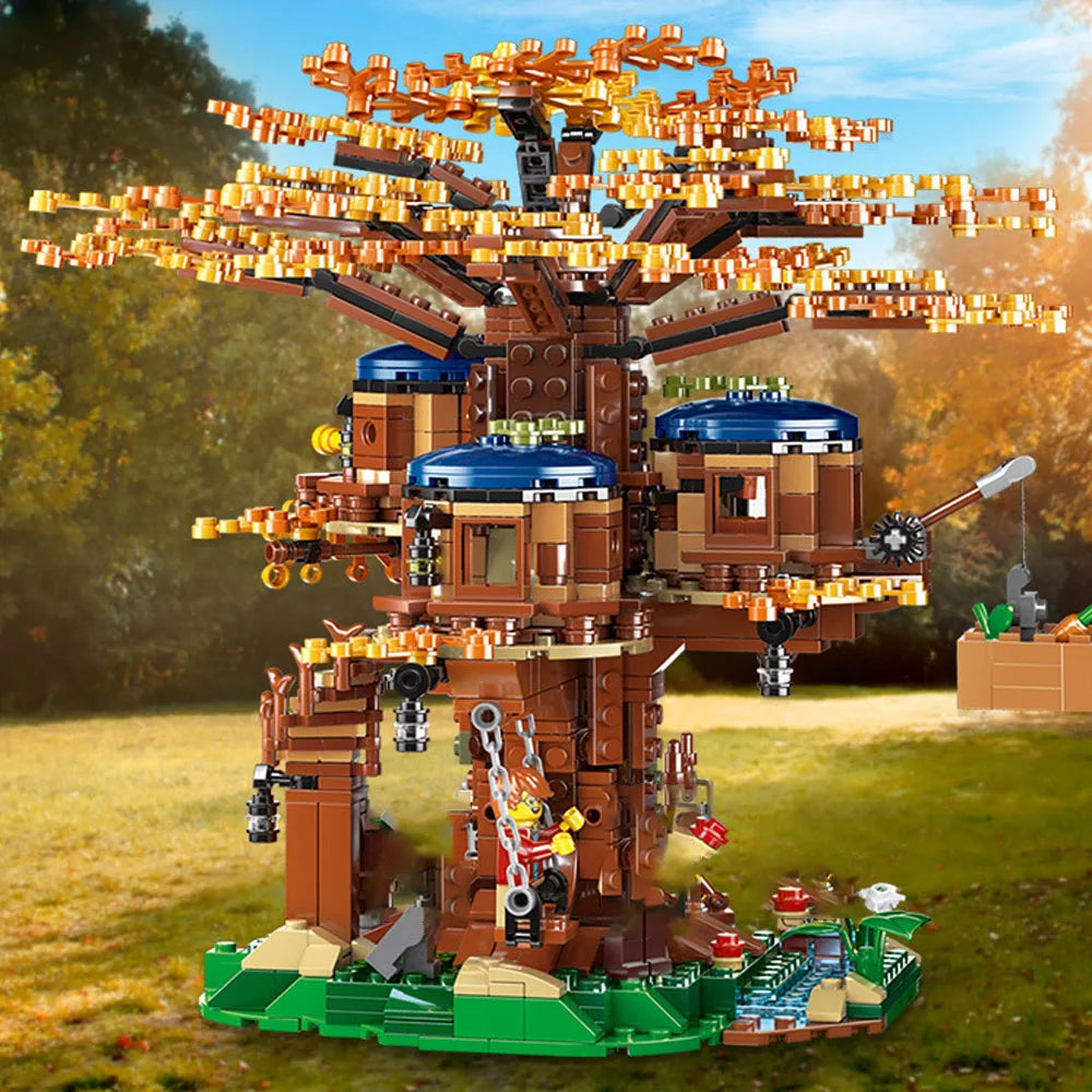 MOC 1013Pcs All Seasons Treehouse City Building Blocks Tree House creator Room Home Bricks Set Kids Children Toys Gift