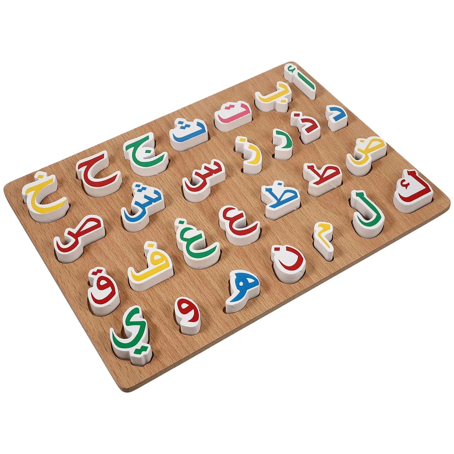 1 Set Wooden Montessori Toys Arabic Alphabet Puzzle Childrens Preschool Education Arabic Learning Hand Grip Puzzle Game Kids Toy