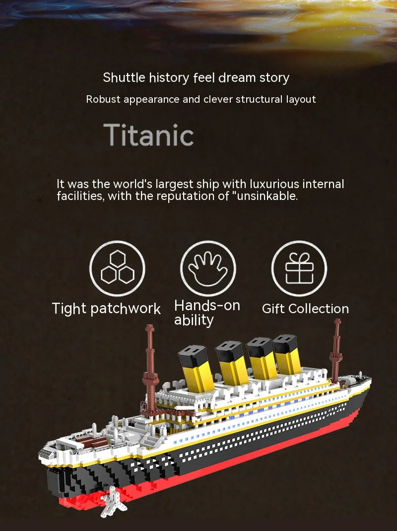 Titanic Giant Ship Boat Building Blocks Luxury Iceberg Cruise Wreck Set Micro City DIY Model Bricks Toys For Children Adult Gift