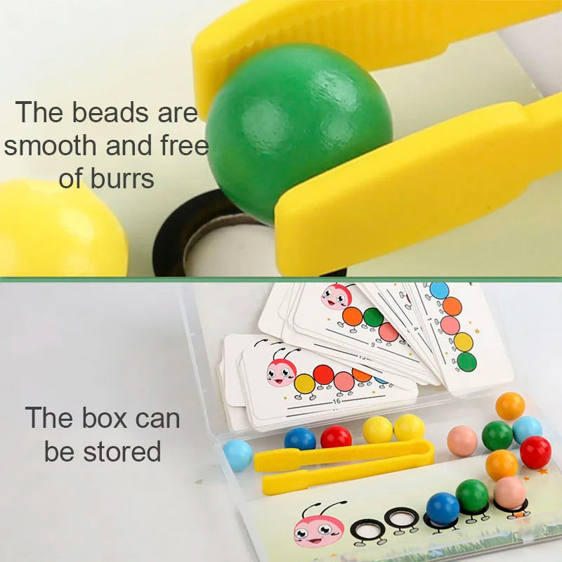 Wooden Clip Beads Games Montessori Toys Color Matching Parish Learning Set Fine Movement Training Educational Toys For Children