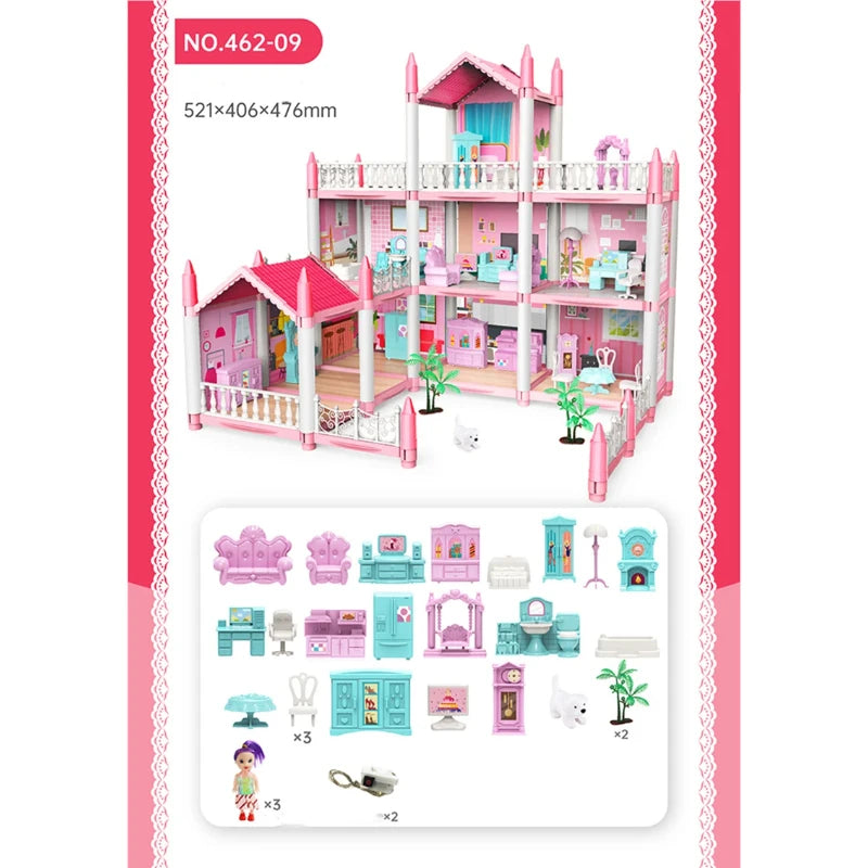 Princess Castle3d Dollhousekids Educational Villa Assembling Toy Set Playing Girl Doll House Toy Gifts DIY