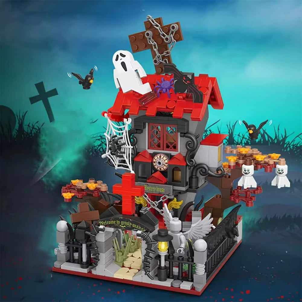 Halloween Creative Building Blocks Set Halloween Hut Haunted House Pumpkin House Decoration Bricks Kit Toys Birthday Party Gifts