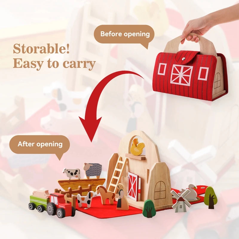 Baby Wooden Removable House Toys Barn Model Montessori Busy Box Toys Wooden Cars Animal Blocks Removable Newborn Puzzle Games