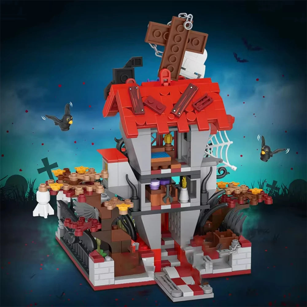 Halloween Creative Building Blocks Set Halloween Hut Haunted House Pumpkin House Decoration Bricks Kit Toys Birthday Party Gifts