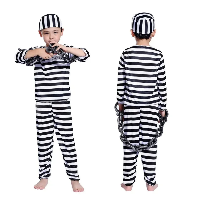 2024 Children Prisoner Uniform Violent Aesthetic for Halloween Cosplay Ghost Festival Children's Costume Parties