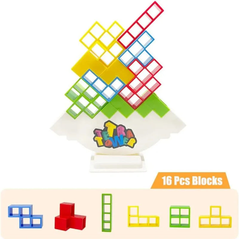 Tetra Tower Game Stacking Blocks Stack Building Blocks Balance Puzzle Board Assembly Bricks Educational Toys for Children Adults