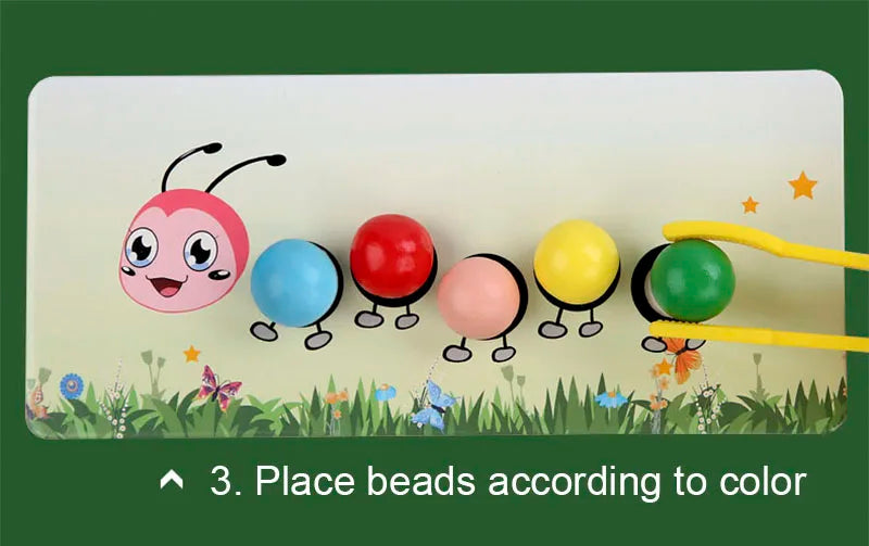 Wooden Clip Beads Games Montessori Toys Color Matching Parish Learning Set Fine Movement Training Educational Toys For Children