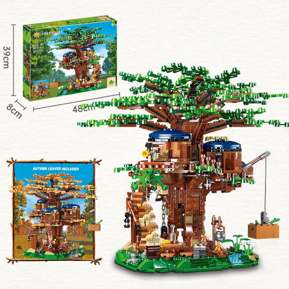 MOC 1013Pcs All Seasons Treehouse City Building Blocks Tree House creator Room Home Bricks Set Kids Children Toys Gift