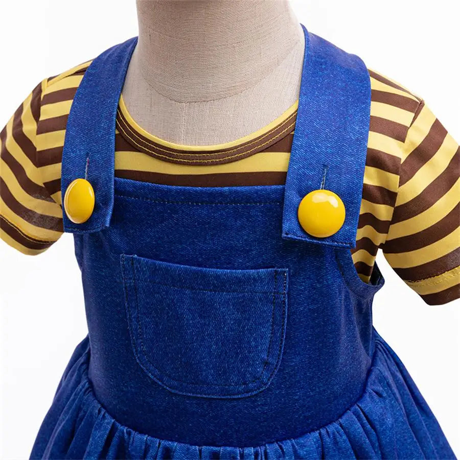 Girls' Dress Halloween Cosplay Set Striped Top Strap Skirt Set Party Dress Summer Casual Set Stage Performance Costumes