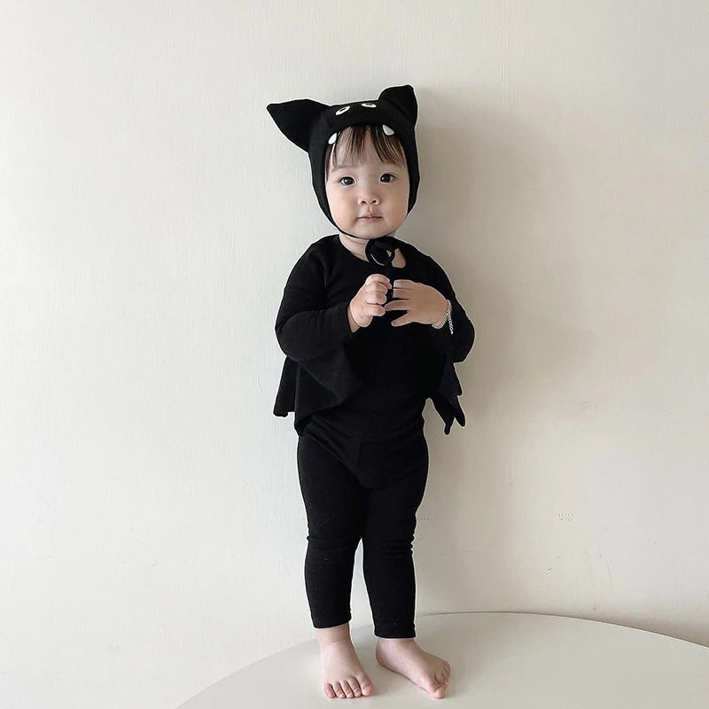 Autumn Kid Little Devil Pajama Set Elastic Tops+Pants+Hats.Unisex Children's Sleepwear Suit Toddler Boy Girl Halloween Clothes