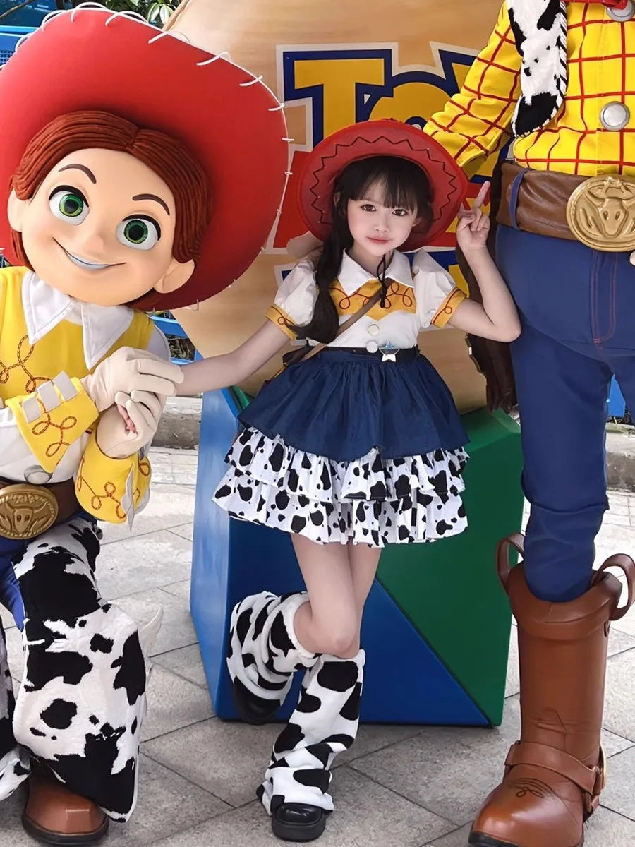 New Disney Girl Cuisi Skirt Children'S Lolita Princess Skirt Toy Story Woody Cowboy Cosplay  Costume Birthday Halloween Gift