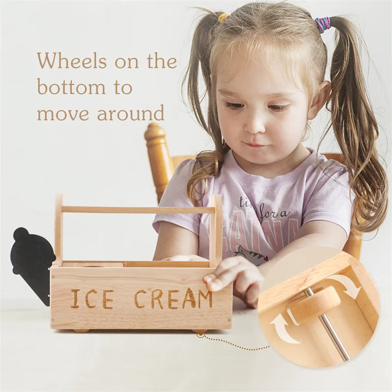 Kid Wooden Ice Cream Shop Pretend Play Set Educational Montessori Toy  Children Simulation Sales Ice Cream Toy Kid Birthday Gift