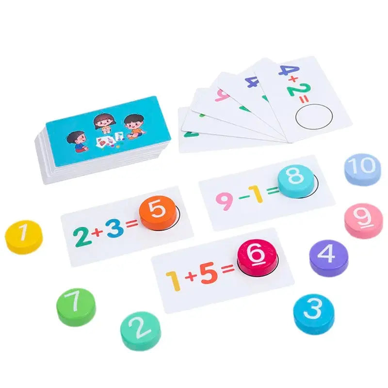 Kids Montessori Math Toys Arithmetic Card Matching Games Addition Subtraction Parish Early Educational Counting Toys for Kid