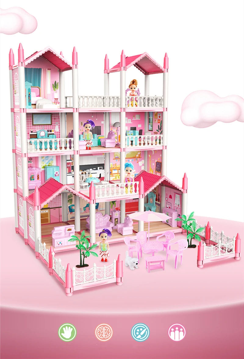 Princess Castle3d Dollhousekids Educational Villa Assembling Toy Set Playing Girl Doll House Toy Gifts DIY