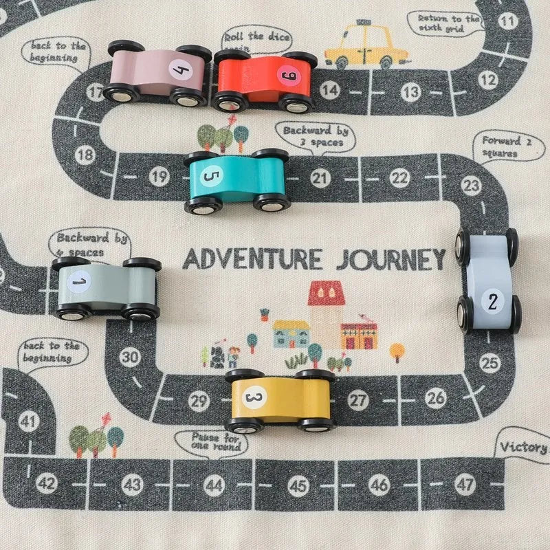 35*31CM Montessori Toys Baby Car Traffic Road Map Canvas Desktop Mat Game Wooden Car Parent-child Interaction Kid Education Gift