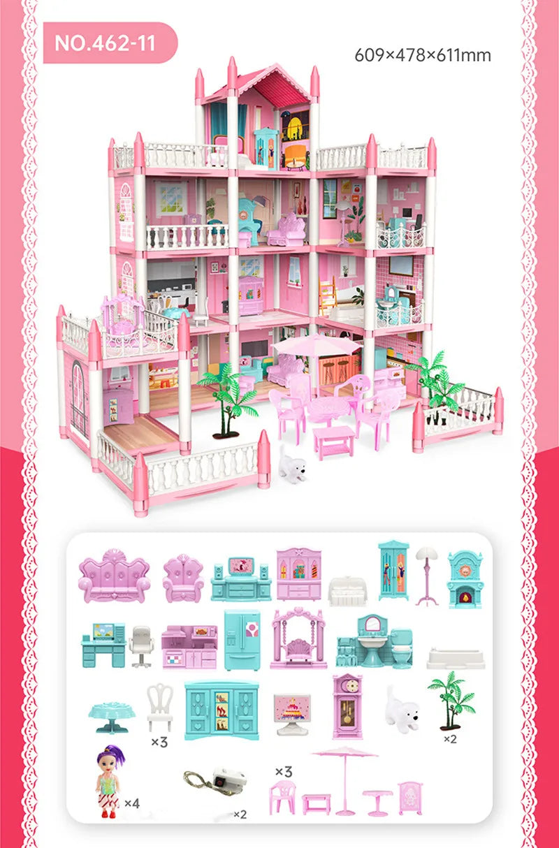 Princess Castle3d Dollhousekids Educational Villa Assembling Toy Set Playing Girl Doll House Toy Gifts DIY