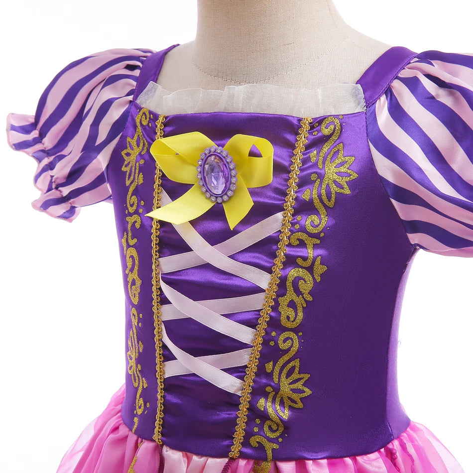 Princess Cosplay Rapunzel Dress Girl Tangled Baby Halloween Purple LED Light Costume Kid Christmas Carnival Fancy Ball Gowns