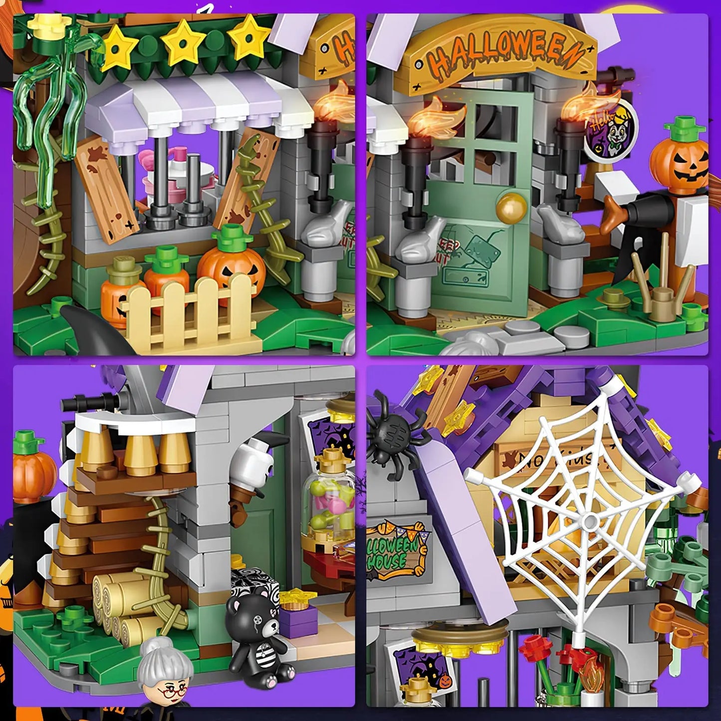 Halloween Creative Building Blocks Set Halloween Hut Haunted House Pumpkin House Decoration Bricks Kit Toys Birthday Party Gifts