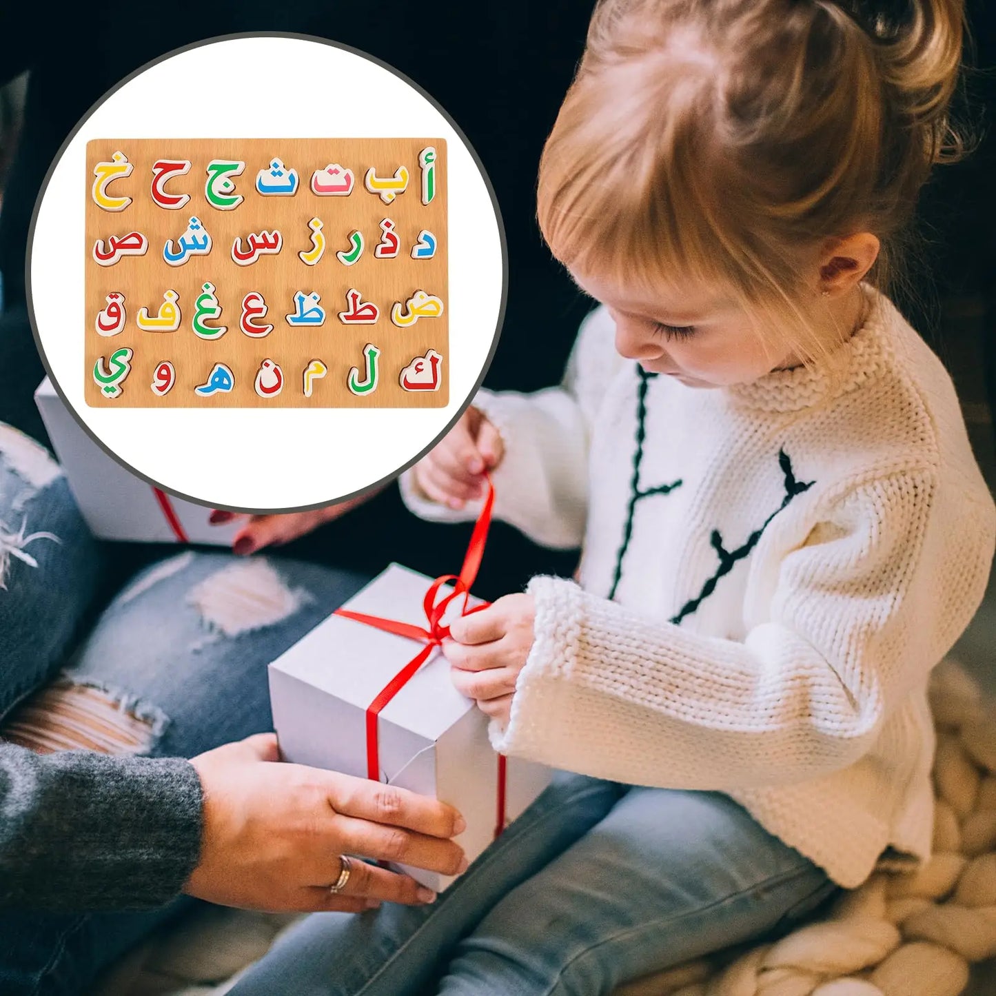 1 Set Wooden Montessori Toys Arabic Alphabet Puzzle Childrens Preschool Education Arabic Learning Hand Grip Puzzle Game Kids Toy