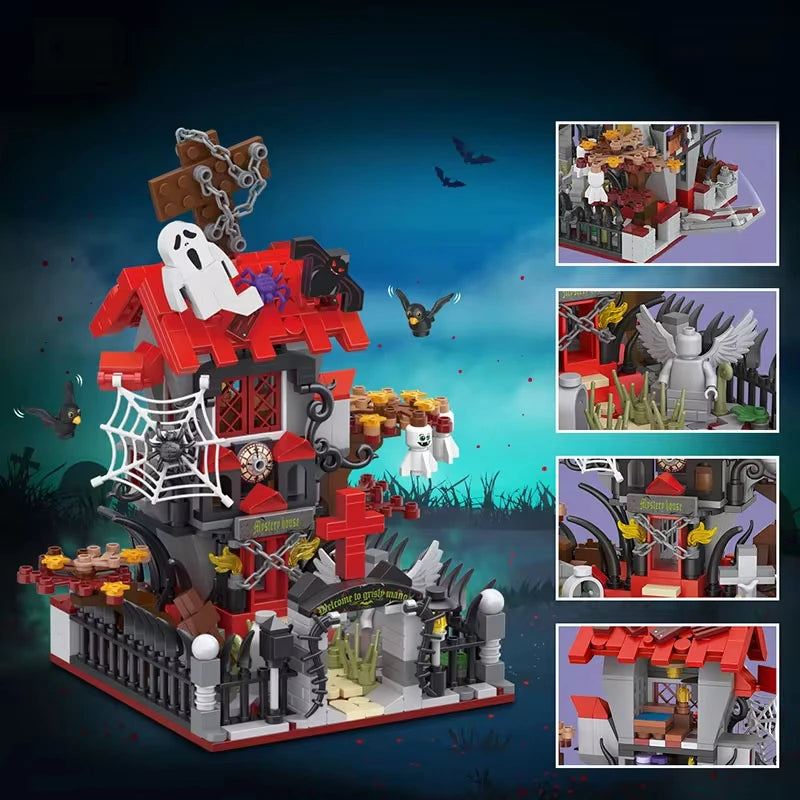 Halloween Creative Building Blocks Set Halloween Hut Haunted House Pumpkin House Decoration Bricks Kit Toys Birthday Party Gifts