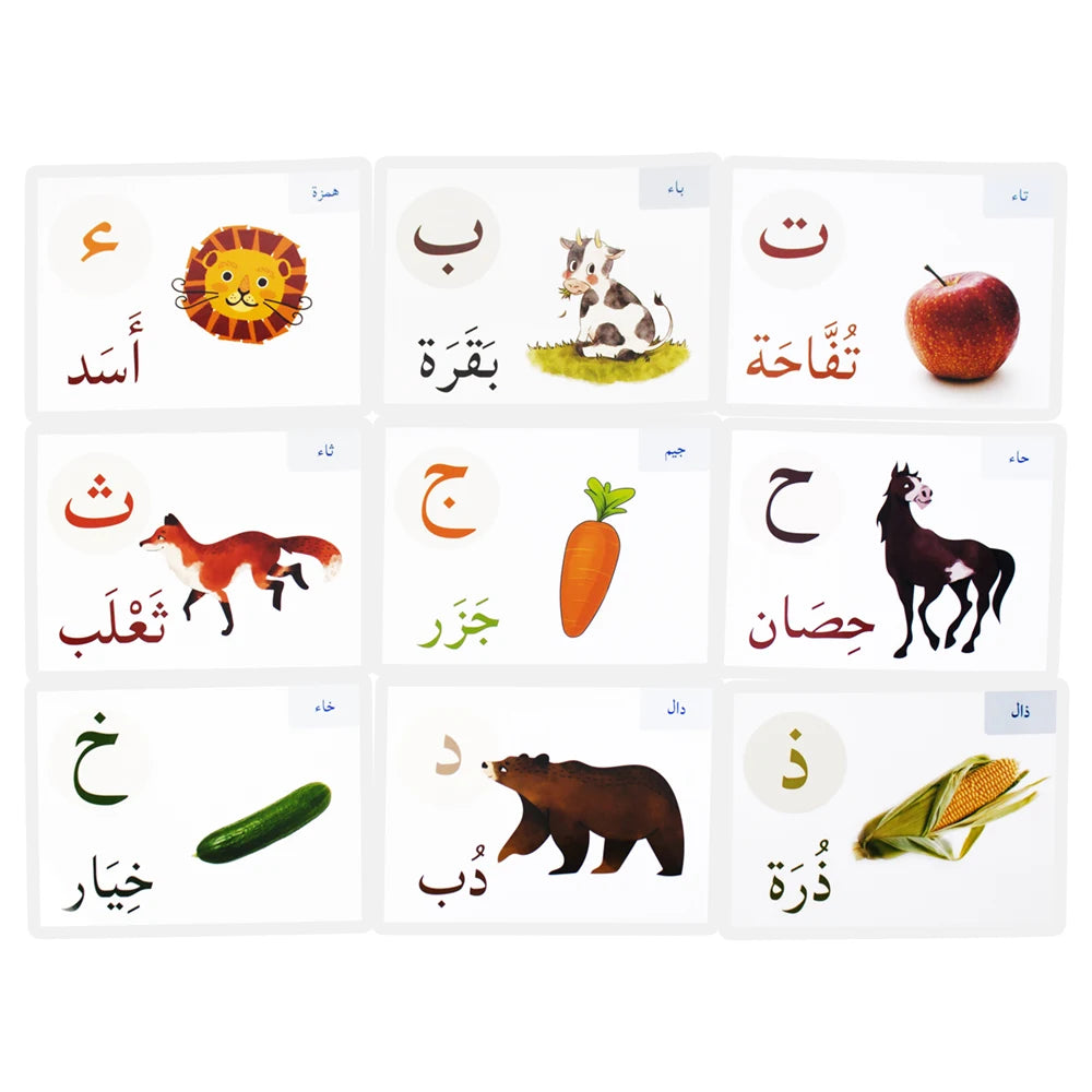 Baby Arabic Alphabet Card Montessori Learning Arabic Word Paper Children Educational Preschool Flashcards for Kids Cognitive Toy