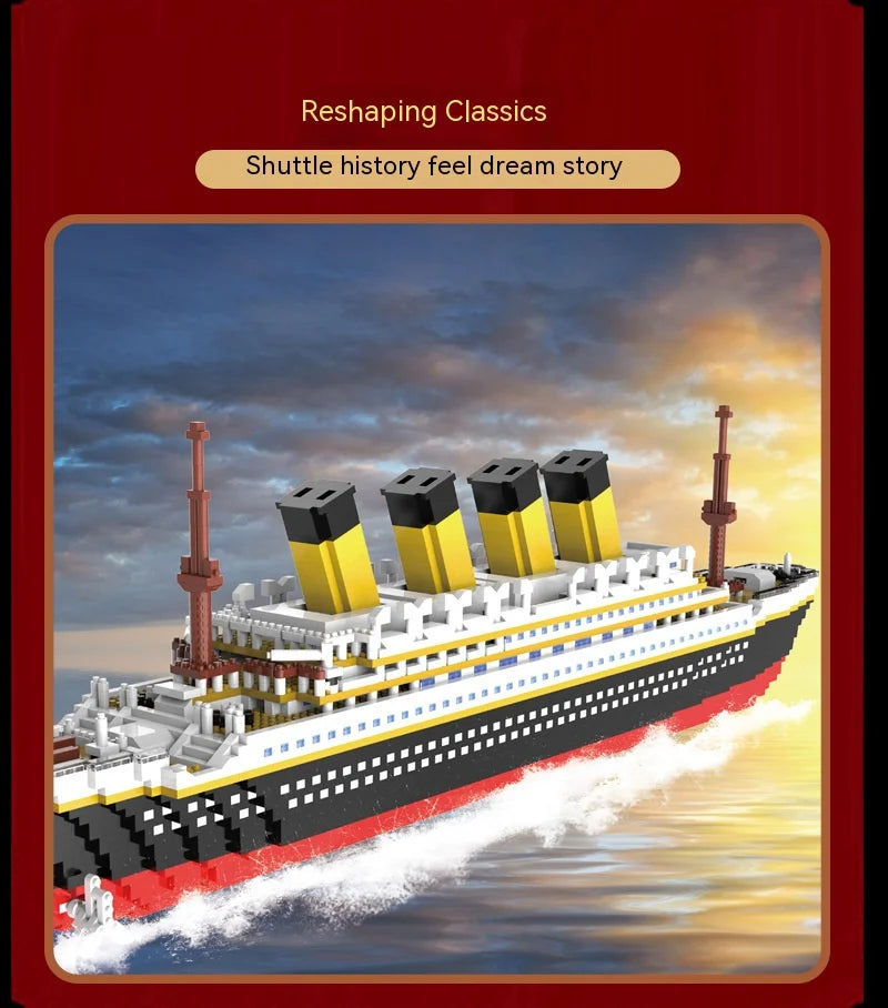 Titanic Giant Ship Boat Building Blocks Luxury Iceberg Cruise Wreck Set Micro City DIY Model Bricks Toys For Children Adult Gift