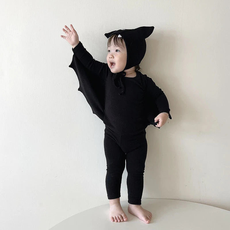 Autumn Kid Little Devil Pajama Set Elastic Tops+Pants+Hats.Unisex Children's Sleepwear Suit Toddler Boy Girl Halloween Clothes