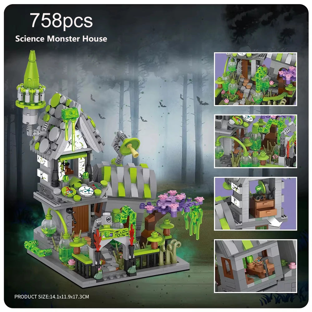 Halloween Creative Building Blocks Set Halloween Hut Haunted House Pumpkin House Decoration Bricks Kit Toys Birthday Party Gifts