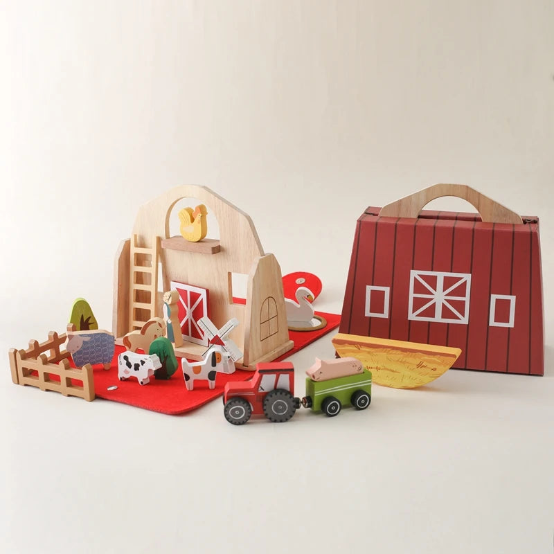 Baby Wooden Removable House Toys Barn Model Montessori Busy Box Toys Wooden Cars Animal Blocks Removable Newborn Puzzle Games