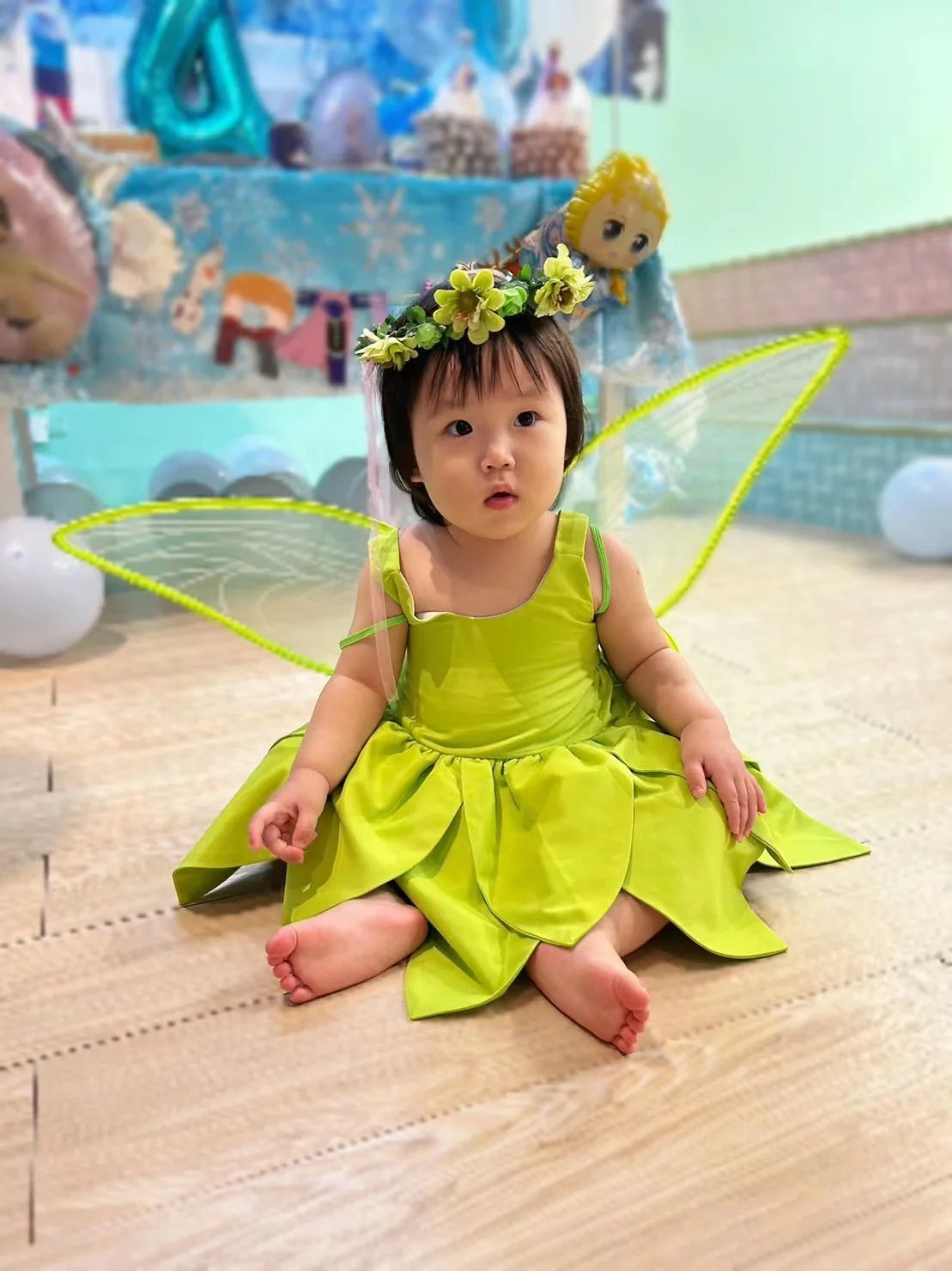 Baby Girl Tinker Bell Green Fairy Dress Kids Kindergarten Stage Performance Outfits Children Luxury Elf Cosplay Costume Gift