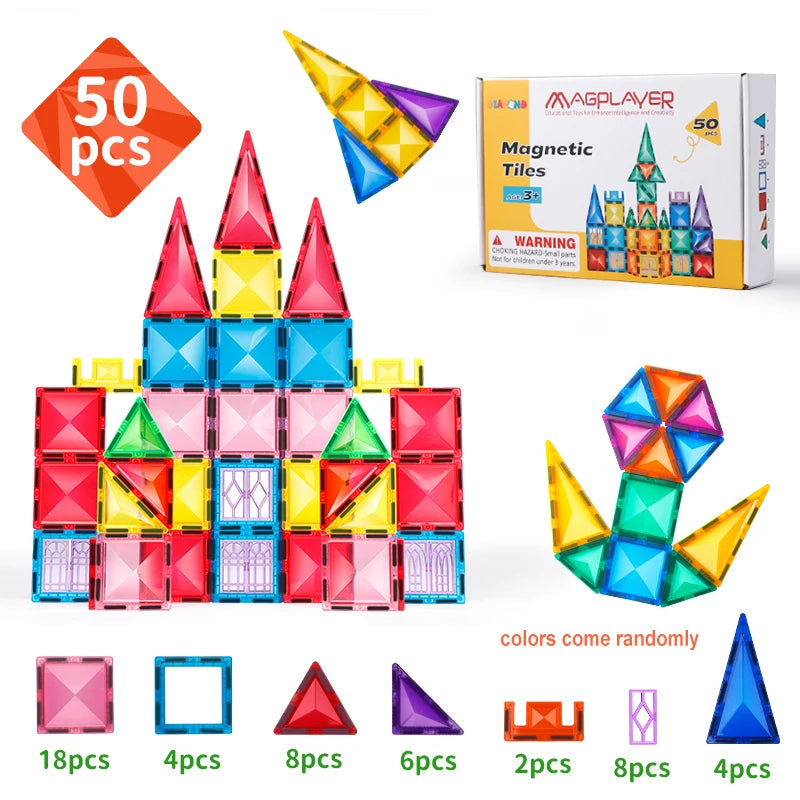 Montessori Educational Toys Magnetic Building Blocks Children DIY Construction Sets Star Diamond Magnetic Tiles for Kids Gift