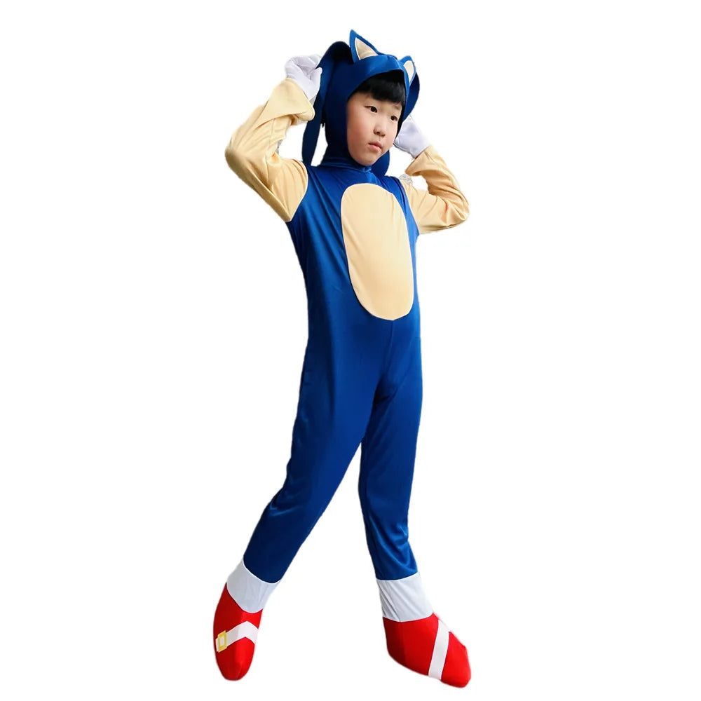 Anime Game Sonic Cosplay Costume Children's Hedgehog Zentai  Halloween Party Performance Costume Bodysuit