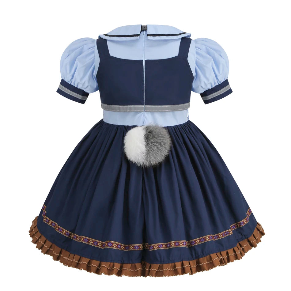 Movie Zootropolis Judy Cosplay Costume Kids Dress Tie Headdress Belt Socks Full Set Girls Police Role Play Uniform Halloween