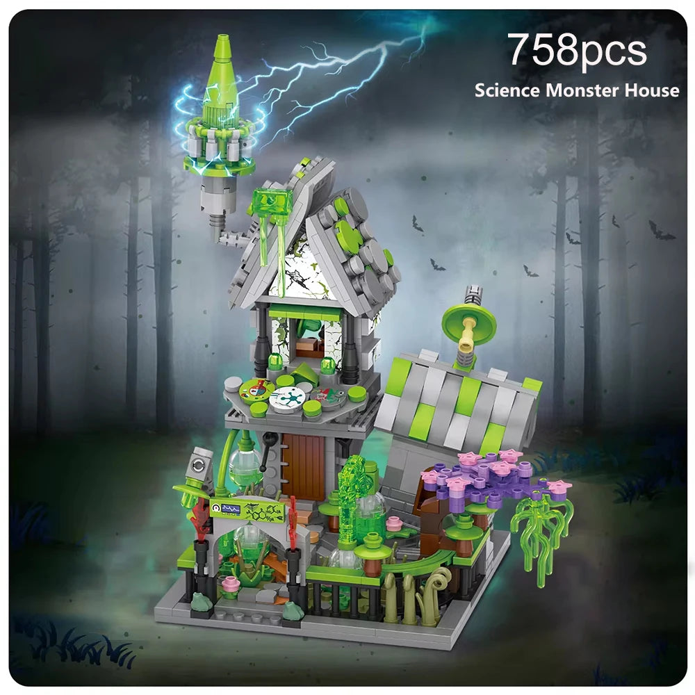 Halloween Creative Building Blocks Set Halloween Hut Haunted House Pumpkin House Decoration Bricks Kit Toys Birthday Party Gifts