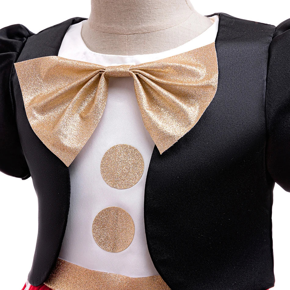 Disney Cosplay Princess Minnie Mouse Dress Christmas Polka Dot Mickey Stage Performance Princess Dress Bow Sequin Bowknot