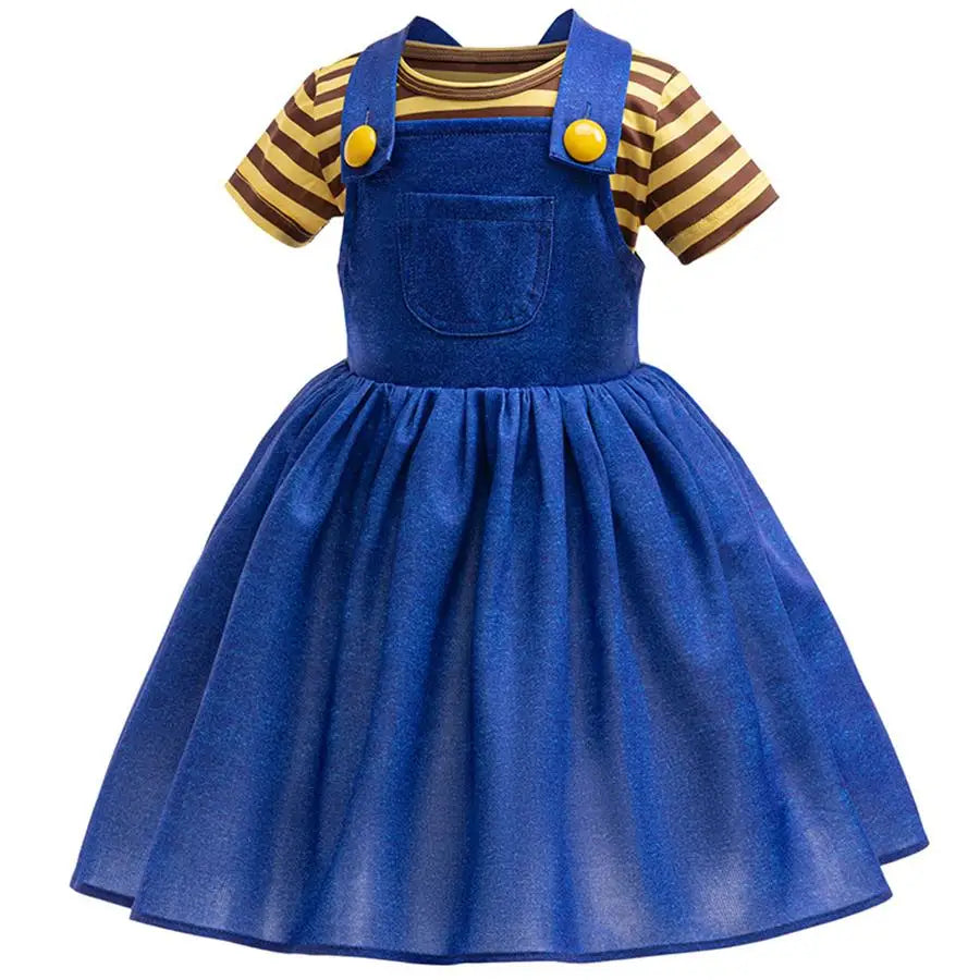 Girls' Dress Halloween Cosplay Set Striped Top Strap Skirt Set Party Dress Summer Casual Set Stage Performance Costumes