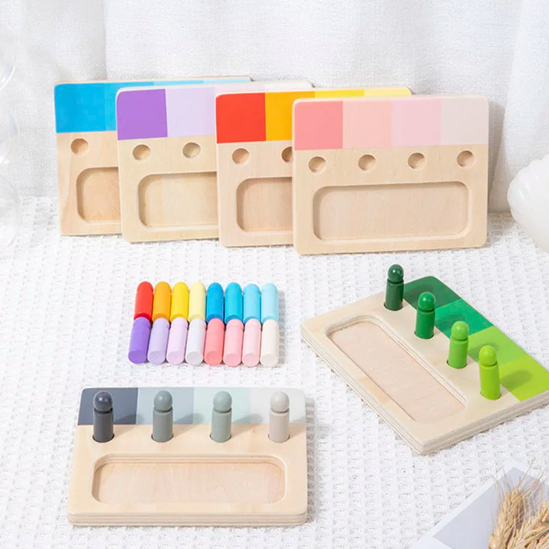 Wooden Montessori Toy Color Sense System Training Wood Insert Board 24 Color Children's Color Cognitive Matching Educational Toy