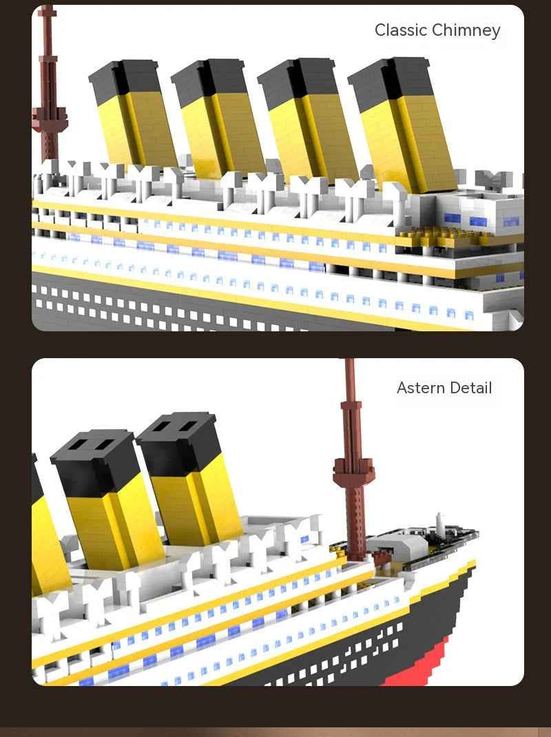 Titanic Giant Ship Boat Building Blocks Luxury Iceberg Cruise Wreck Set Micro City DIY Model Bricks Toys For Children Adult Gift