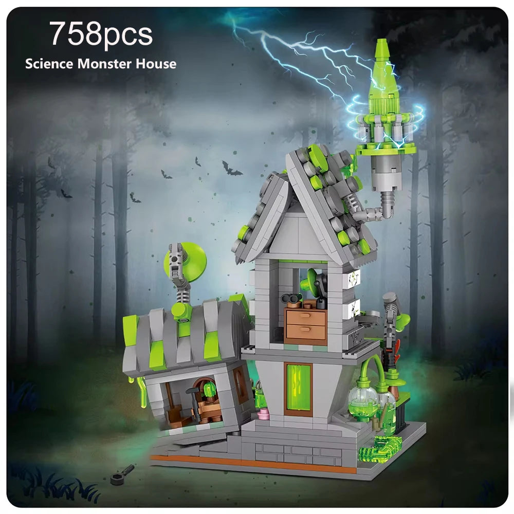 Halloween Creative Building Blocks Set Halloween Hut Haunted House Pumpkin House Decoration Bricks Kit Toys Birthday Party Gifts