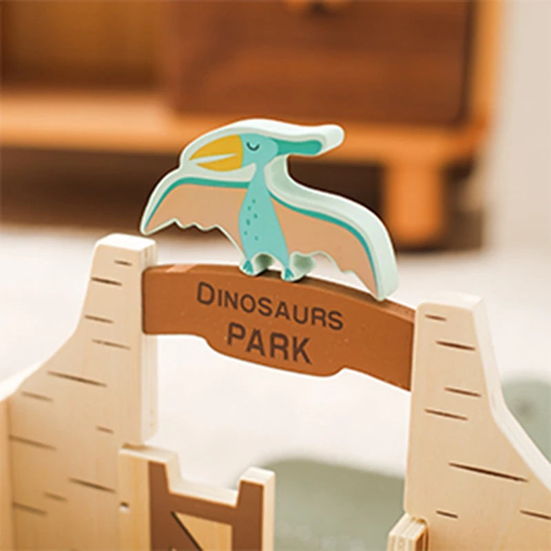 Wooden Building Block Toy Farm Animal And Dinosaur Scenes Display Toy Stacking Balance Toy For Babies Baby Creative Thinking Toy