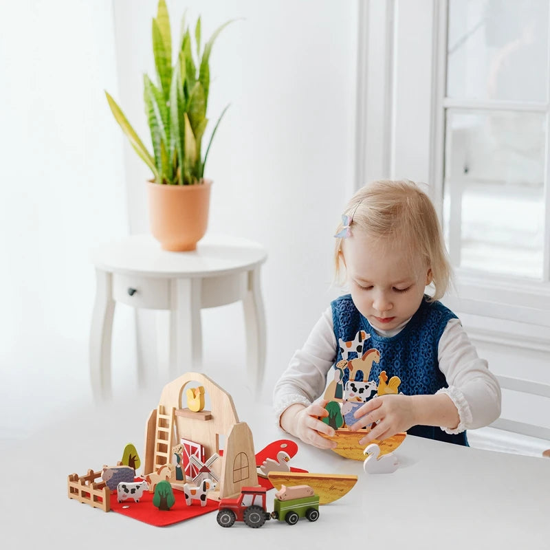 Baby Wooden Removable House Toys Barn Model Montessori Busy Box Toys Wooden Cars Animal Blocks Removable Newborn Puzzle Games