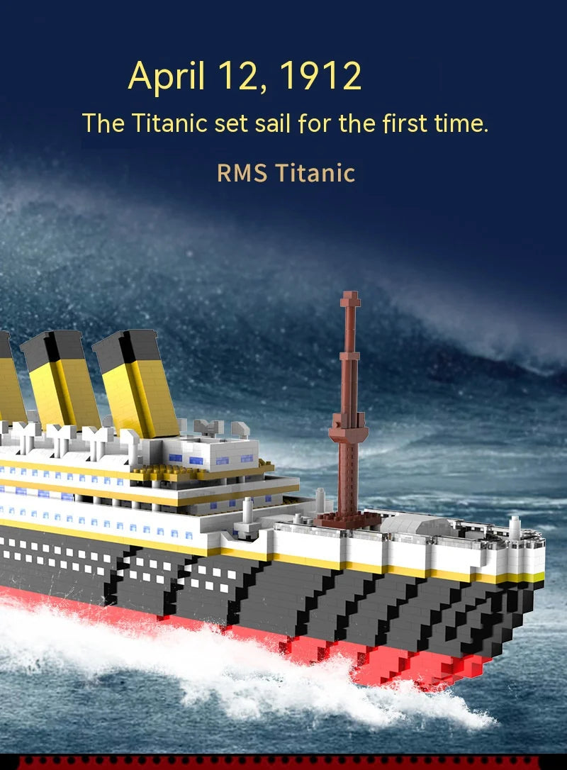 Titanic Giant Ship Boat Building Blocks Luxury Iceberg Cruise Wreck Set Micro City DIY Model Bricks Toys For Children Adult Gift