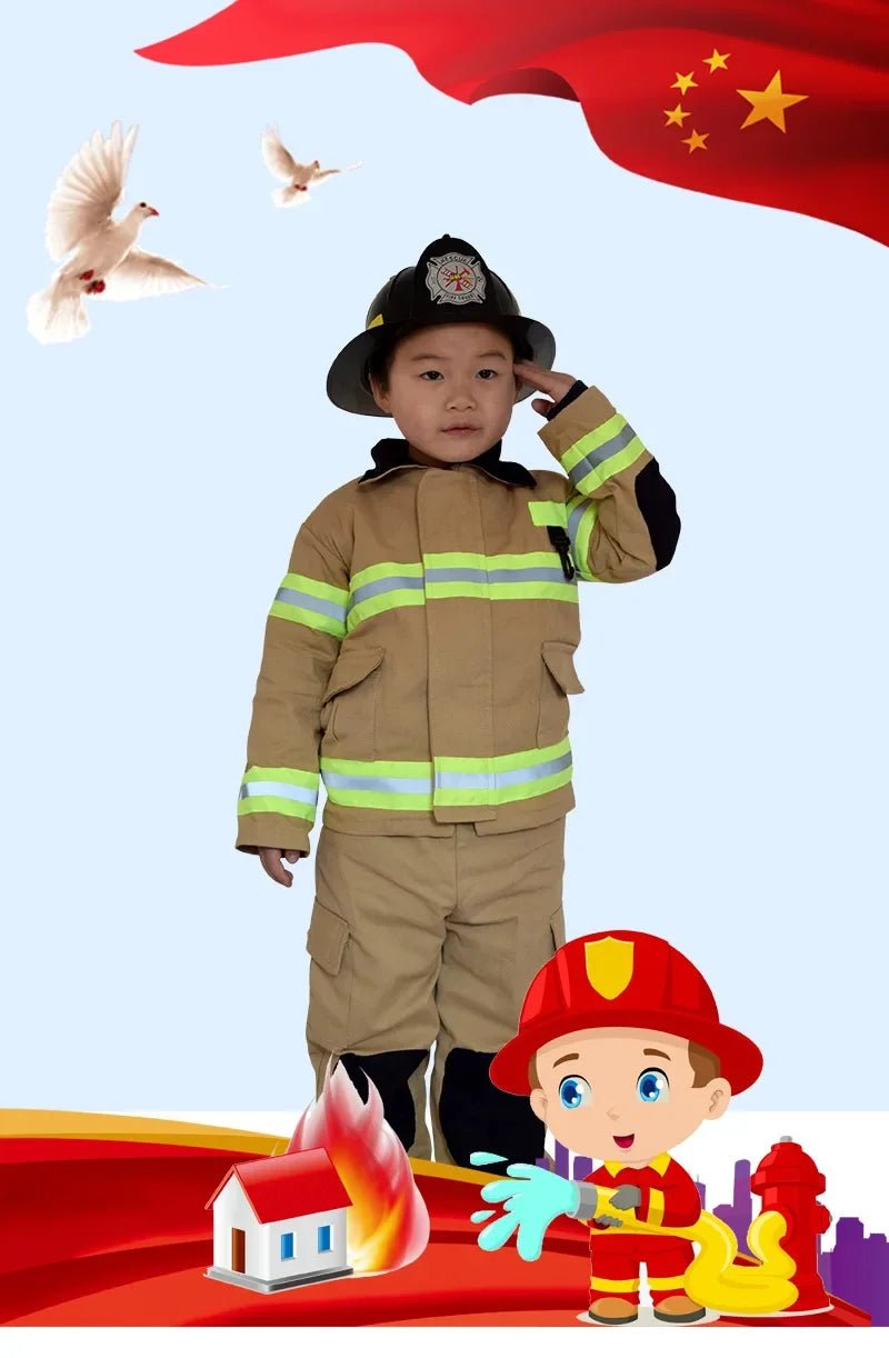 Little Firefighter Fire Drill Play Clothes 2024 Children's Fire Uniforms Children's Stage Performance Costumes Cosplay